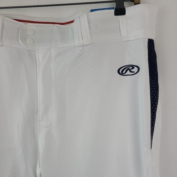 NEW Rawlings Men's Semi-Relaxed White Blue Baseball Pants Sz XL NWT - Picture 2 of 8